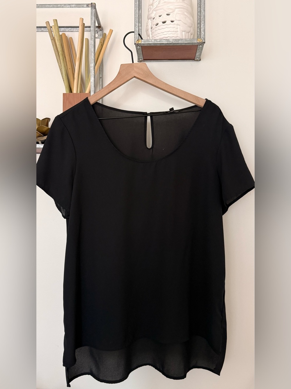 Express Portofino Black Short-Sleeve Chiffon Blouse